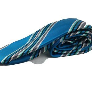 Madison Mens Neck Tie Turquoise Striped Tie
